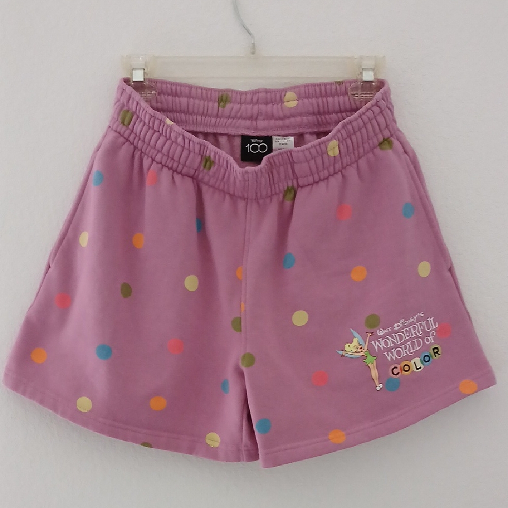 NWOT Disney Polka Dot Shorts with Tinkerbell World Of Color Design